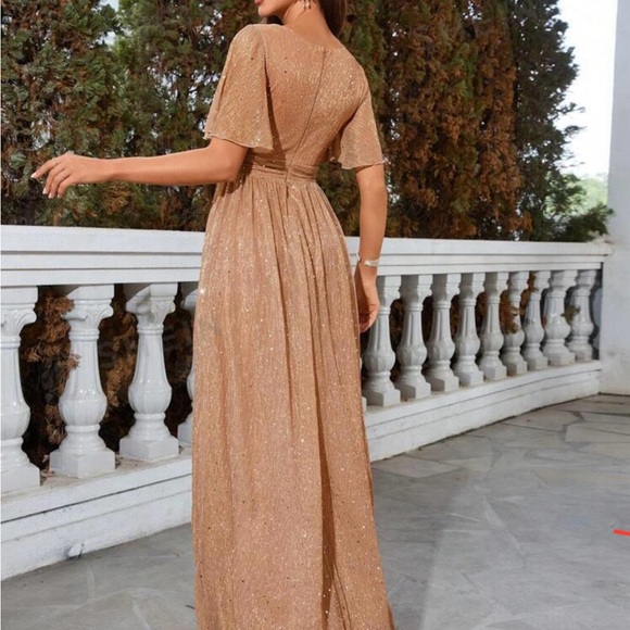 Butterfly sleeve sequin formal dress - Picture 3 of 5